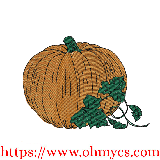 Simple Pumpkin Sketch Colored Embroidery Design