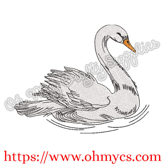 Sketch Single Swan Embroidery Design