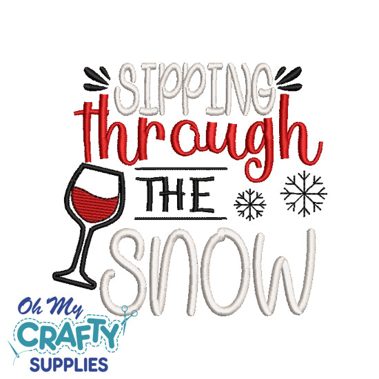Sipping through the Snow Embroidery Design