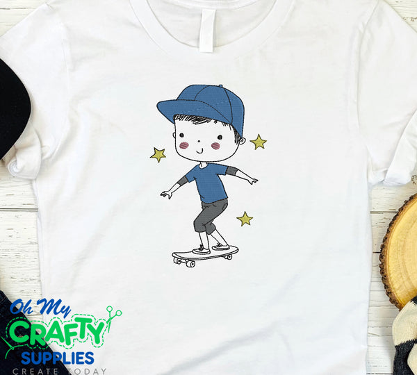Skate Board Boy Embroidery Design
