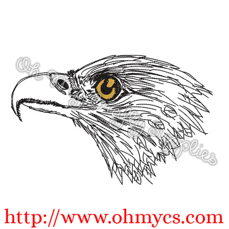 Sketch Eagle Head Embroidery Design