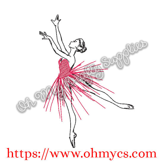Sketch Ballerina Tutu Embroidery Design