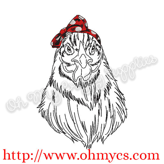 Sketch Chicken Embroidery Design