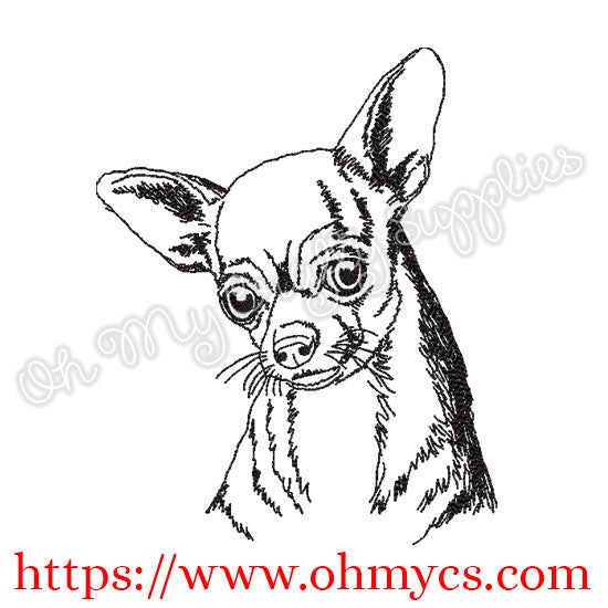 Sketch Chihuahua Head Embroidery Design
