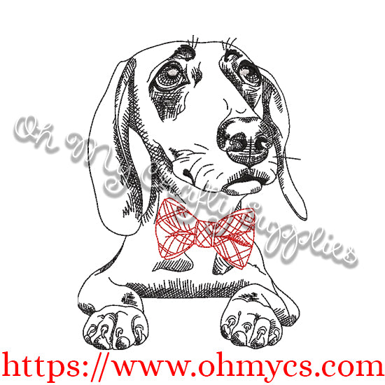 Sketch Dachshund Embroidery Design