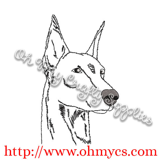 Sketch Doberman Pincher Embroidery Design