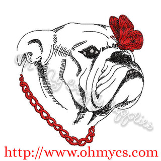 Sketch Dog with Butterfly Embroidery Design
