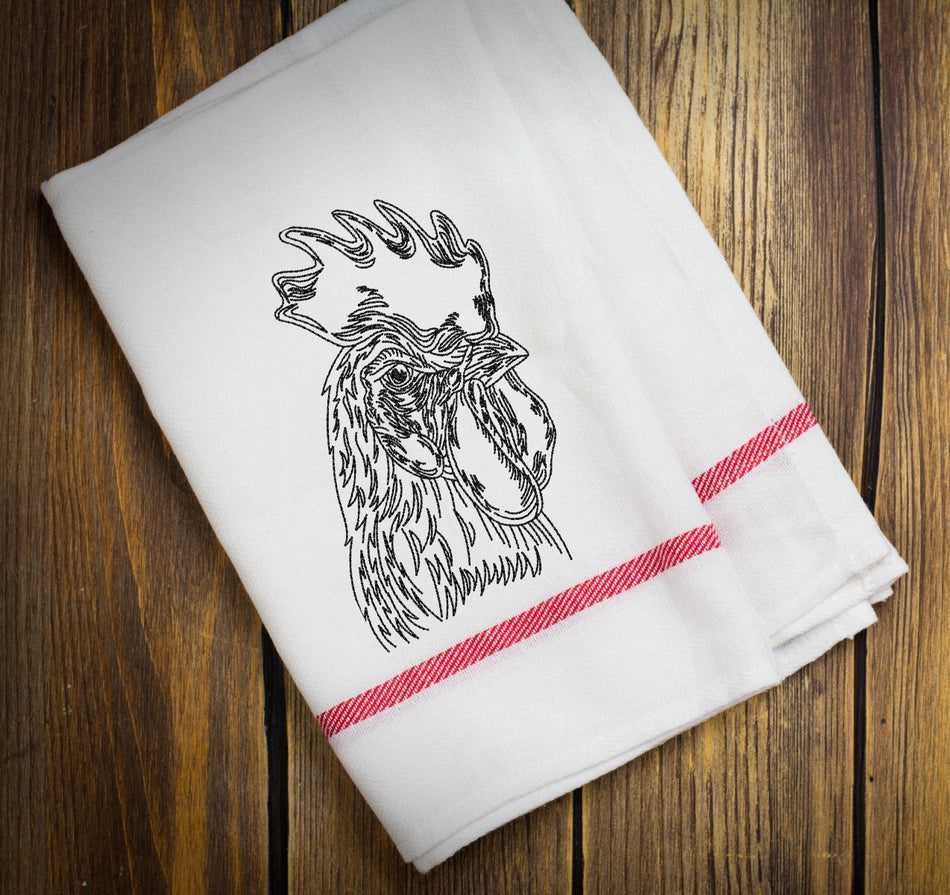Sketch Etching Rooster Embroidery Design
