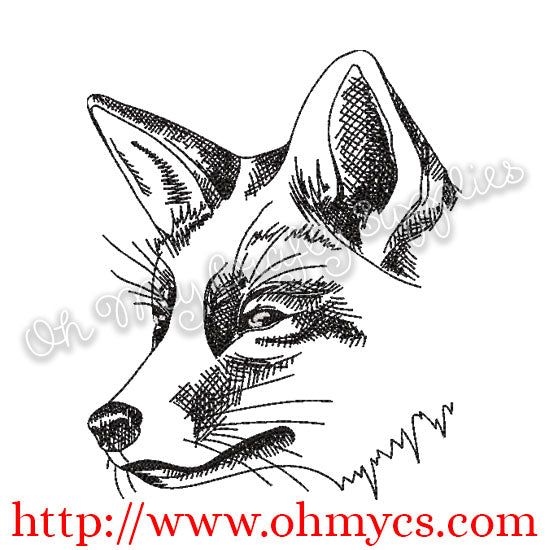 Sketch Fox Embroidery Design