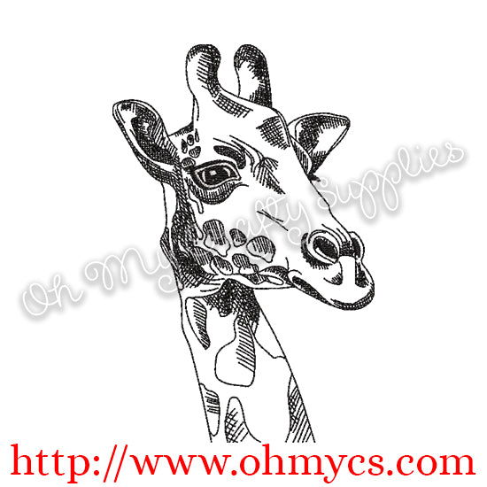 Sketch Giraffe Embroidery Design
