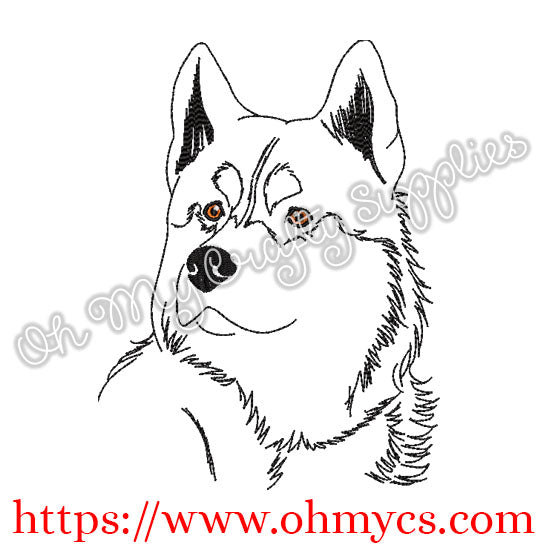 Sketch Husky Embroidery Design