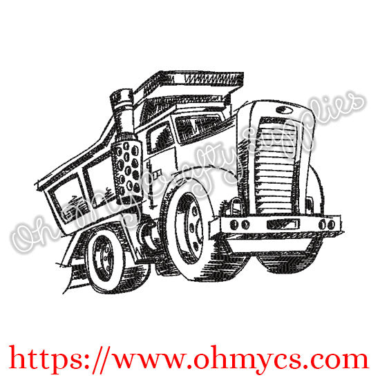 Sketch Mack Truck Embroidery Design