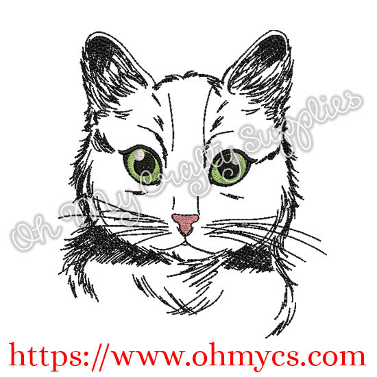 Sketch Meow Cat Embroidery Design