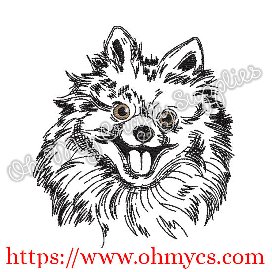 Sketch Pomeranian Without Bow Embroidery Design