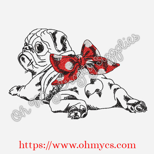 Sketch Pug Laying Embroidery Design