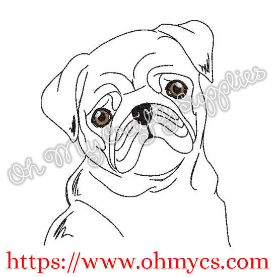 Sketch Puggy Pup Embroidery Design
