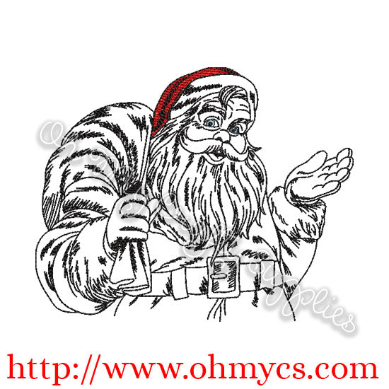 Sketch Santa Embroidery Design