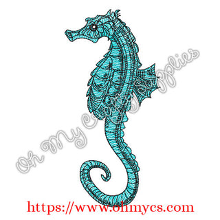 Sketch Seahorse Embroidery Design