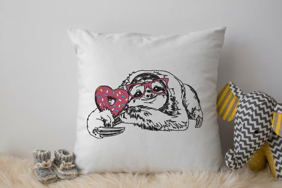 Sketch Sloth Embroidery Design
