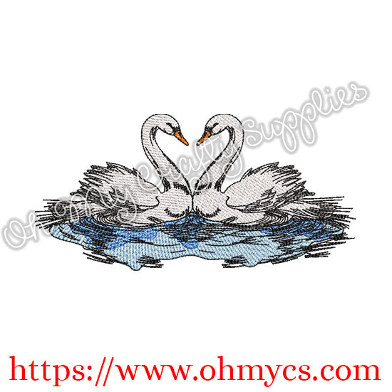 Sketch Swans Embroidery Design