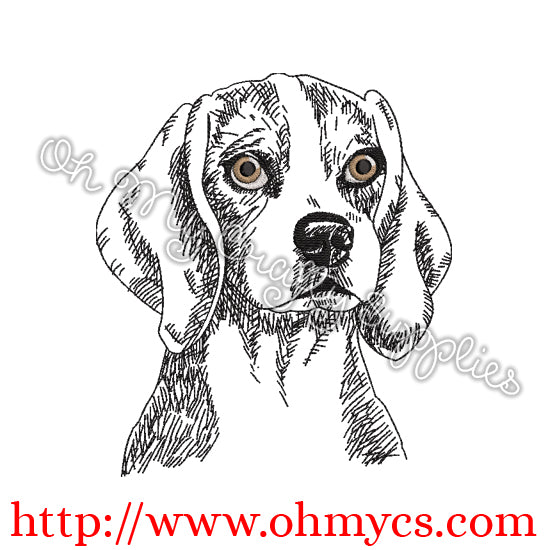 Sketch Beagle Embroidery Design