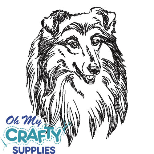 Sketch Collie Embroidery Design
