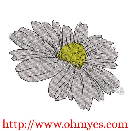 Sketch Filled Daisy Flower Embroidery Design