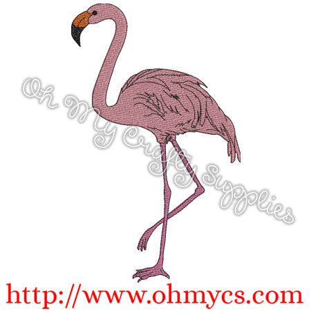 Flamingo Sketch Embroidery Design