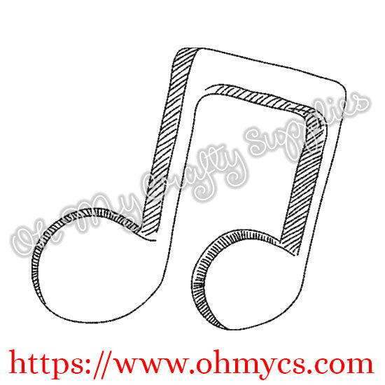 Sketchy Music Note  Embroidery Design