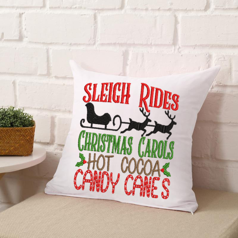 Sleigh Rides Christmas Carols Embroidery Design