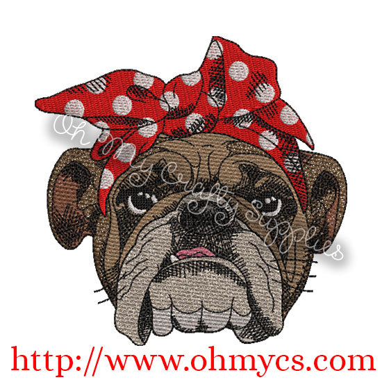 Solid Sketch Bulldog Embroidery Design