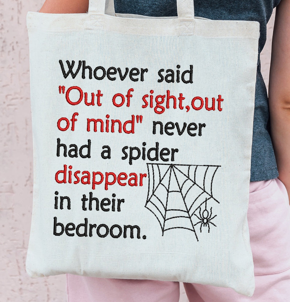 Spider Disappear in their Bedroom Embroidery Design