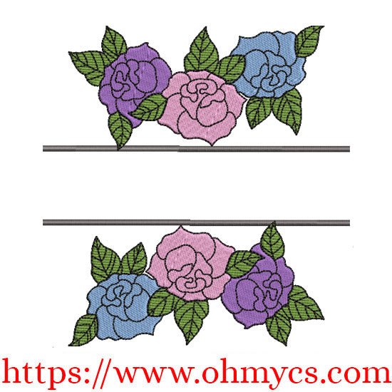 Split Floral Embroidery Design