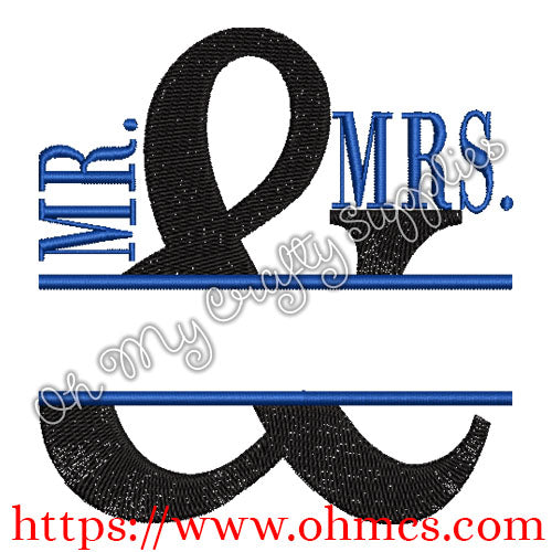 Split Mr. & Mrs. Embroidery Design