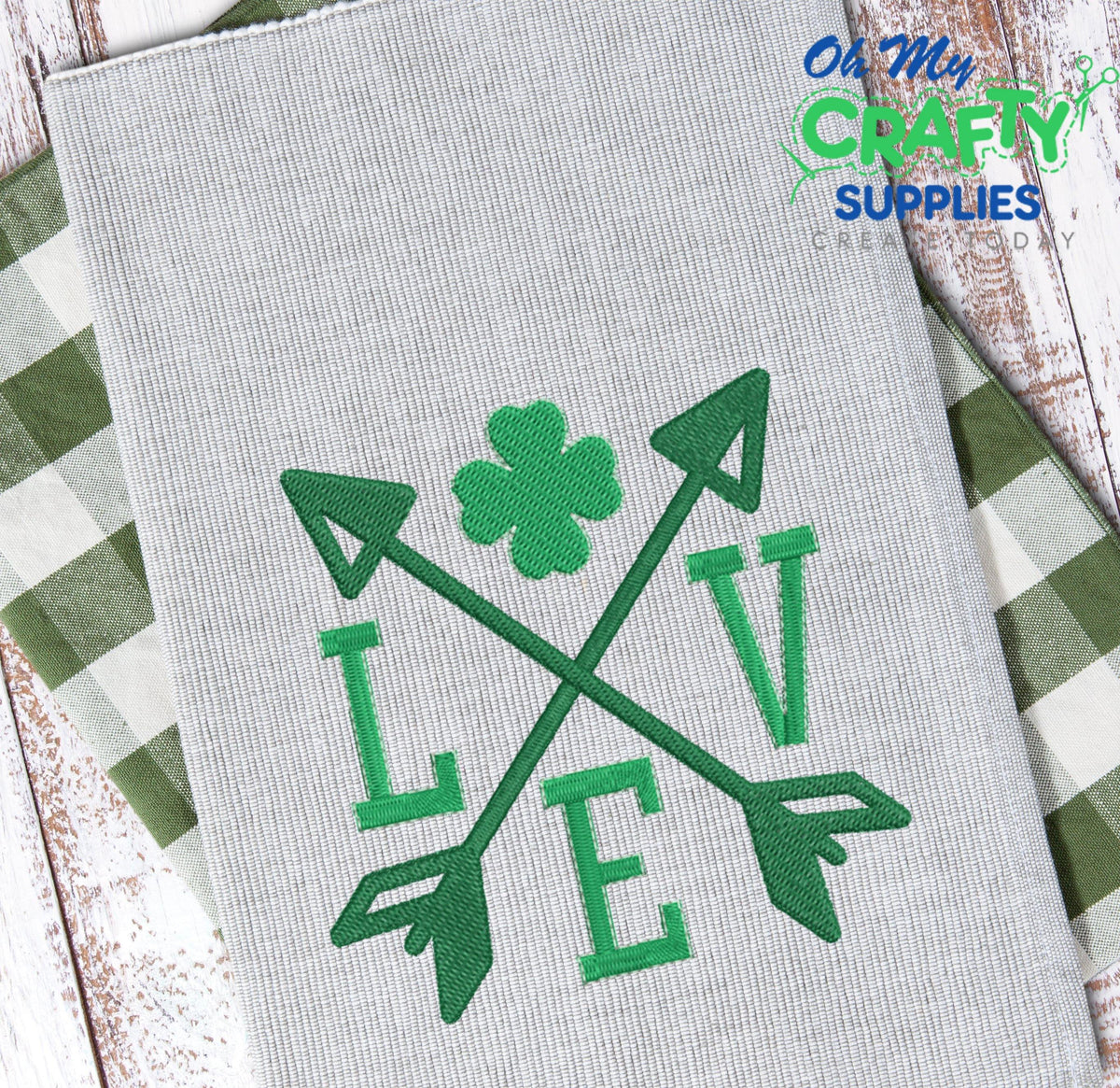 Love Shamrock Arrow Embroidery Design - Oh My Crafty Supplies Inc.