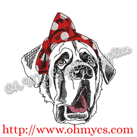 Saint Bernard Sketch Embroidery Design