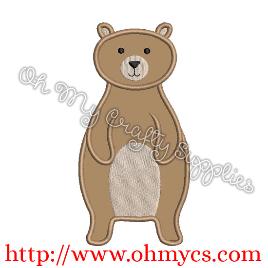 Standing Bear Applique Design