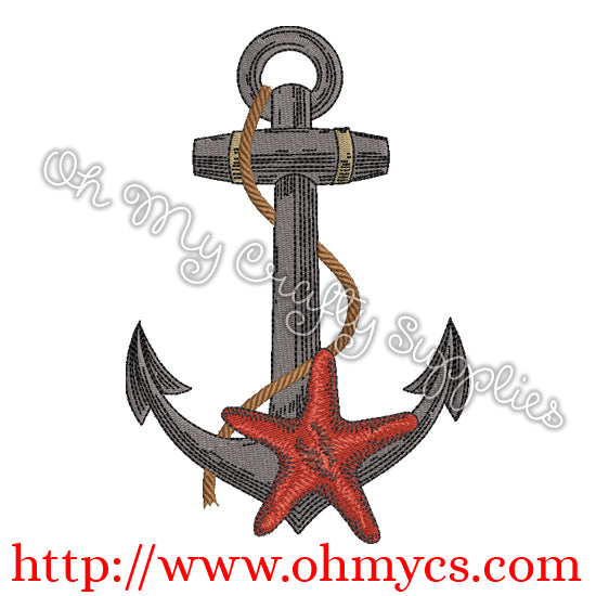 Starfish and Anchor Embroidery Design