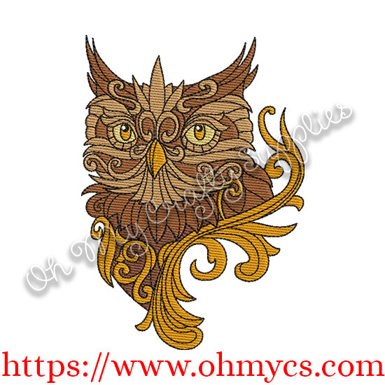 SteamPunk Owl Embroidery Design