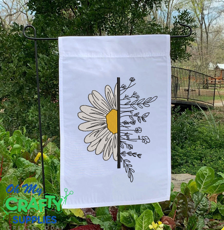 Split Sunflower Line Art Embroidery Design