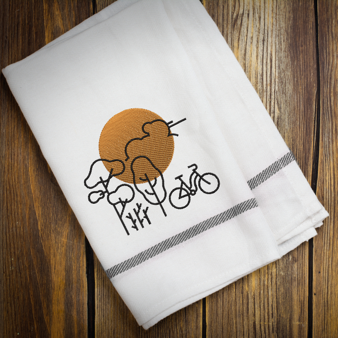 Sunset Bike Embroidery Design
