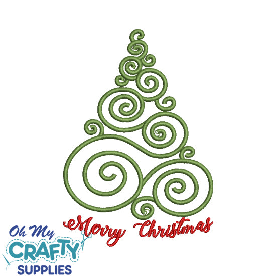 Swirl Christmas Tree Embroidery Design