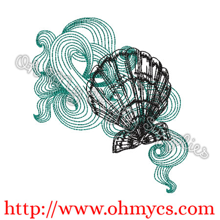Swirly Sea Shells Sketch Embroidery Design