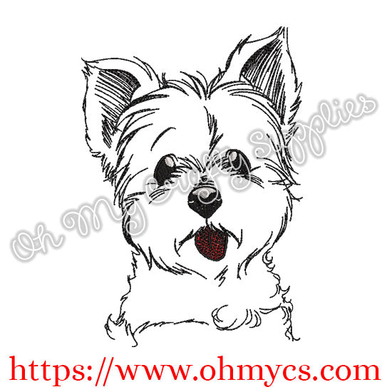 Terrier Pup Sketch Embroidery Design