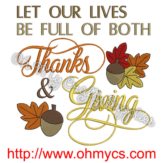 Thanks and Giving Embroidery Design