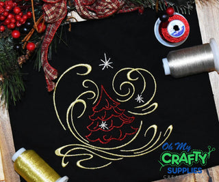 Satin Swirl Christmas Embroidery Design