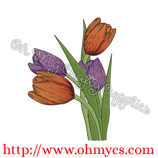 Blended Tulips Embroidery Design