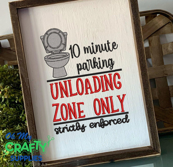 Unloading Zone Embroidery Design - Oh My Crafty Supplies Inc.