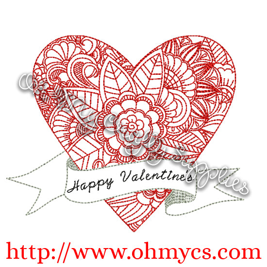 Happy Valentine's Embroidery Design