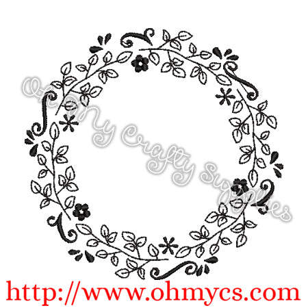Vintage Monogram Wreath Embroidery Design